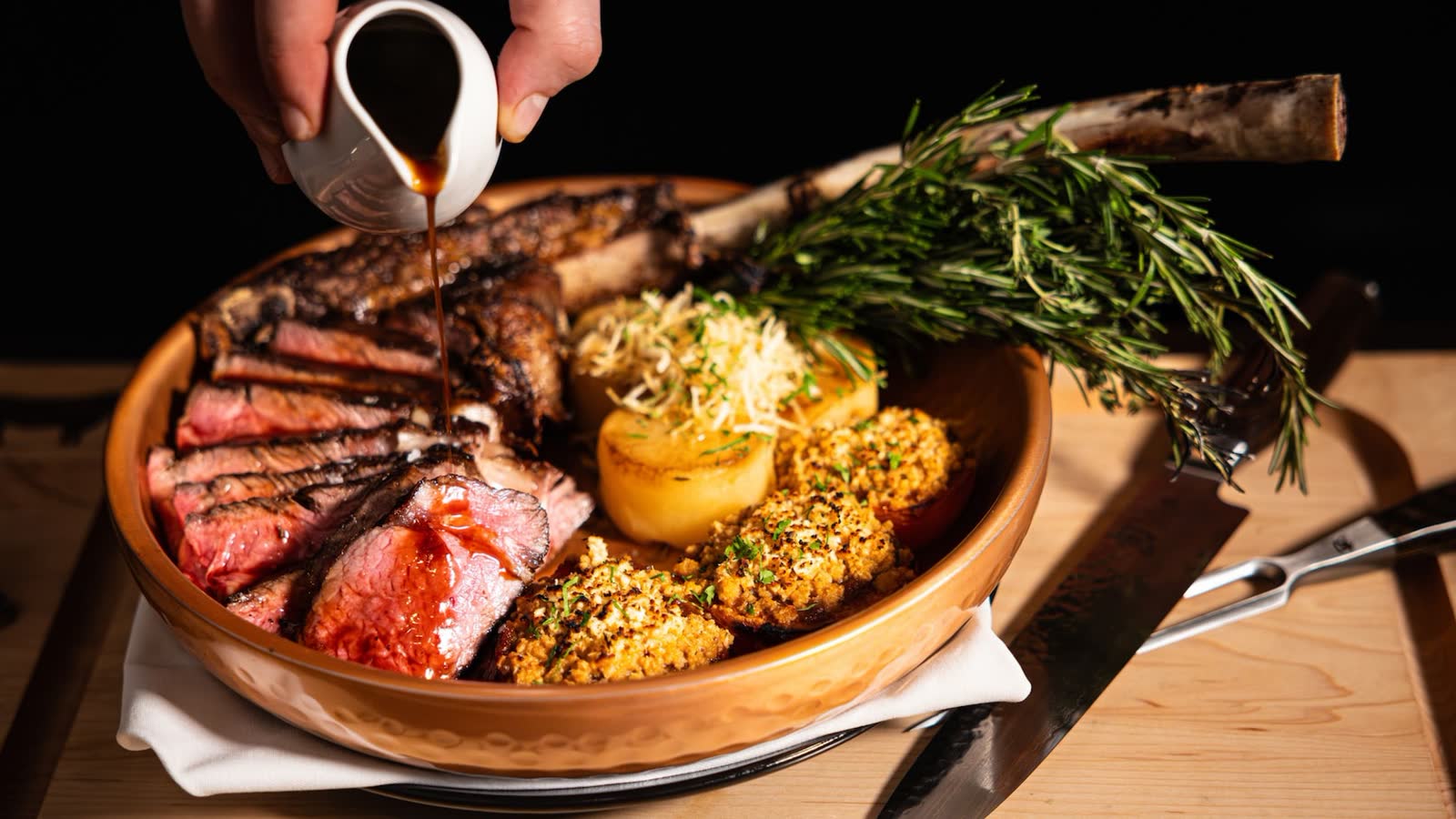 Steak entree served at Bourbon Steak inside Walt Disney World Dolphin
