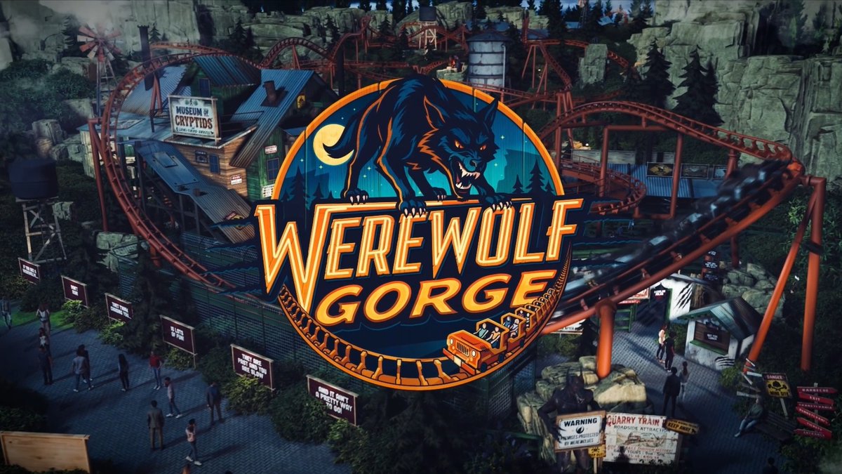 Werewolf Gorge coaster train concept art at Six Flags Fiesta Texas