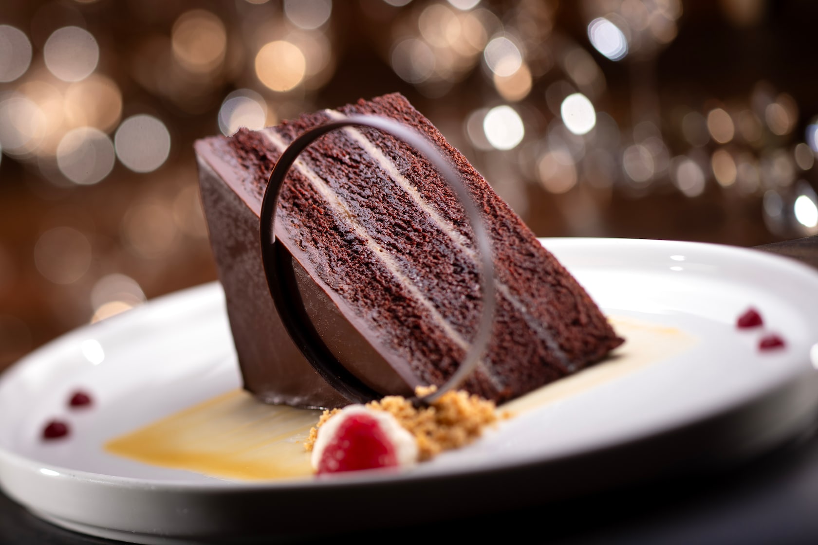 Signature chocolate cake at Yachtsman Steakhouse