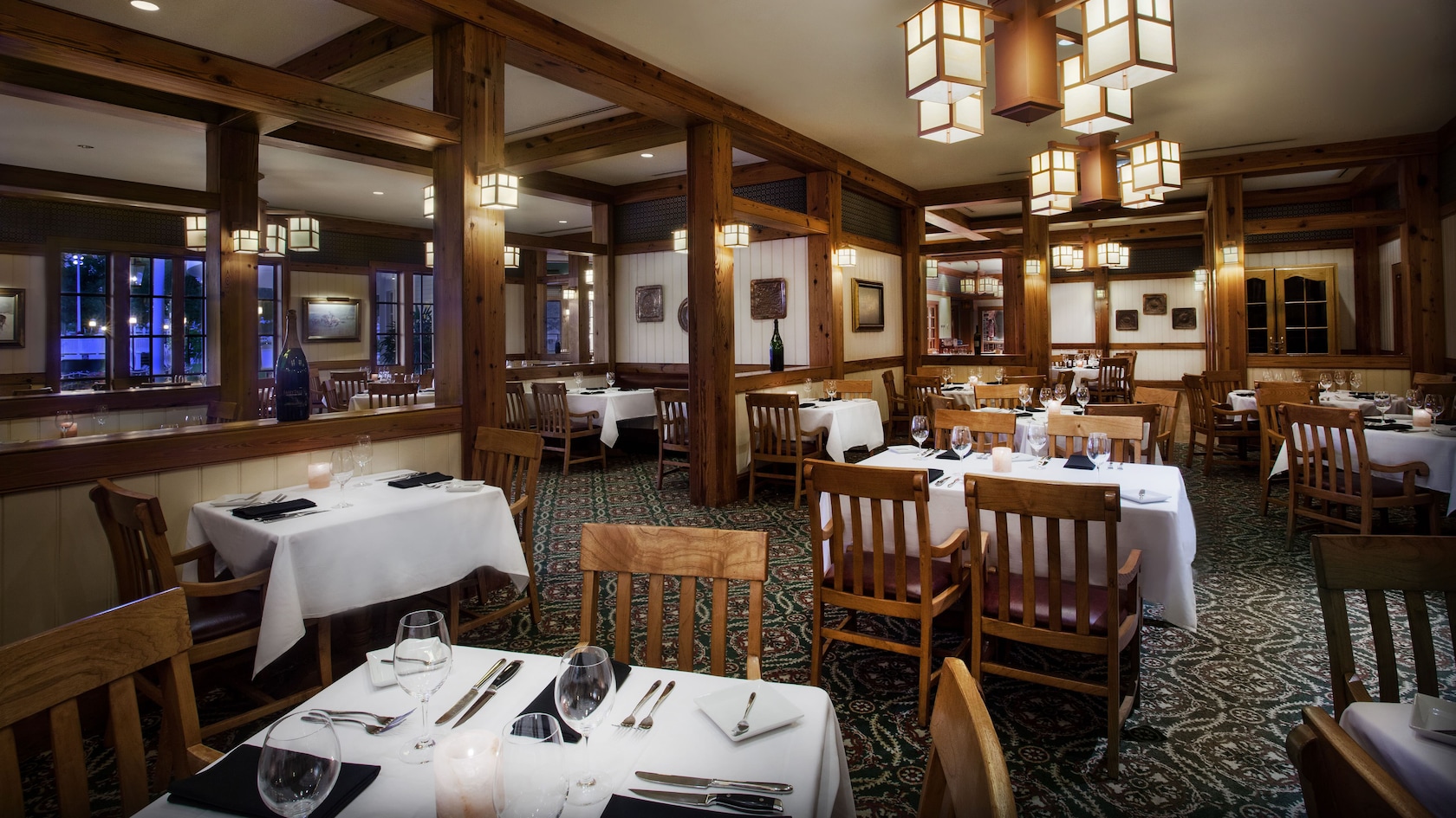 Table setting inside Yachtsman Steakhouse